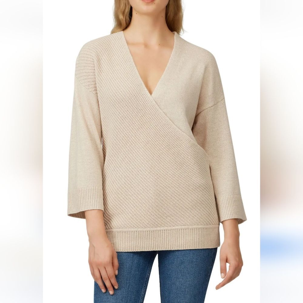 Charli Lanie Oatmeal Beige Wool Wrap Sweater Size XS/S